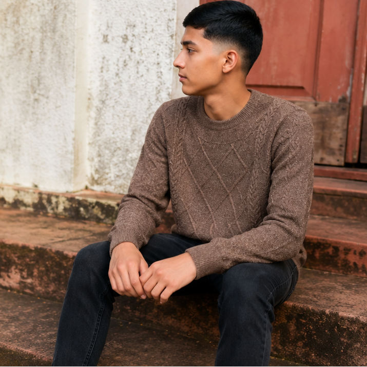 Blusa Masculina em Tricô Confortável Casual para Inverno