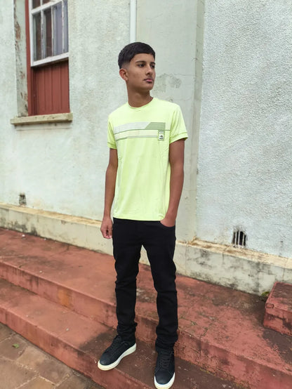 Camisetas Masculinas Gola Redonda Básicas com Caimento Confortável Verde Claro Neon