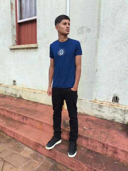 Camisetas Masculinas Gola Redonda Básicas com Caimento Confortável Azul Marinho