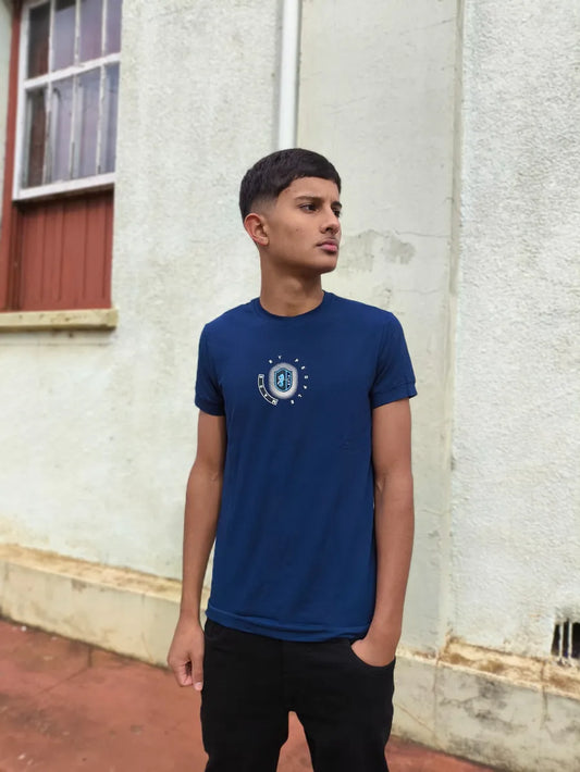 Camisetas Masculinas Gola Redonda Básicas com Caimento Confortável Azul Marinho