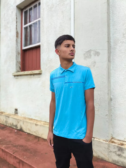 Camiseta Polo Masculina Casual com Gola Clássica e Caimento Confortável Azul Celeste