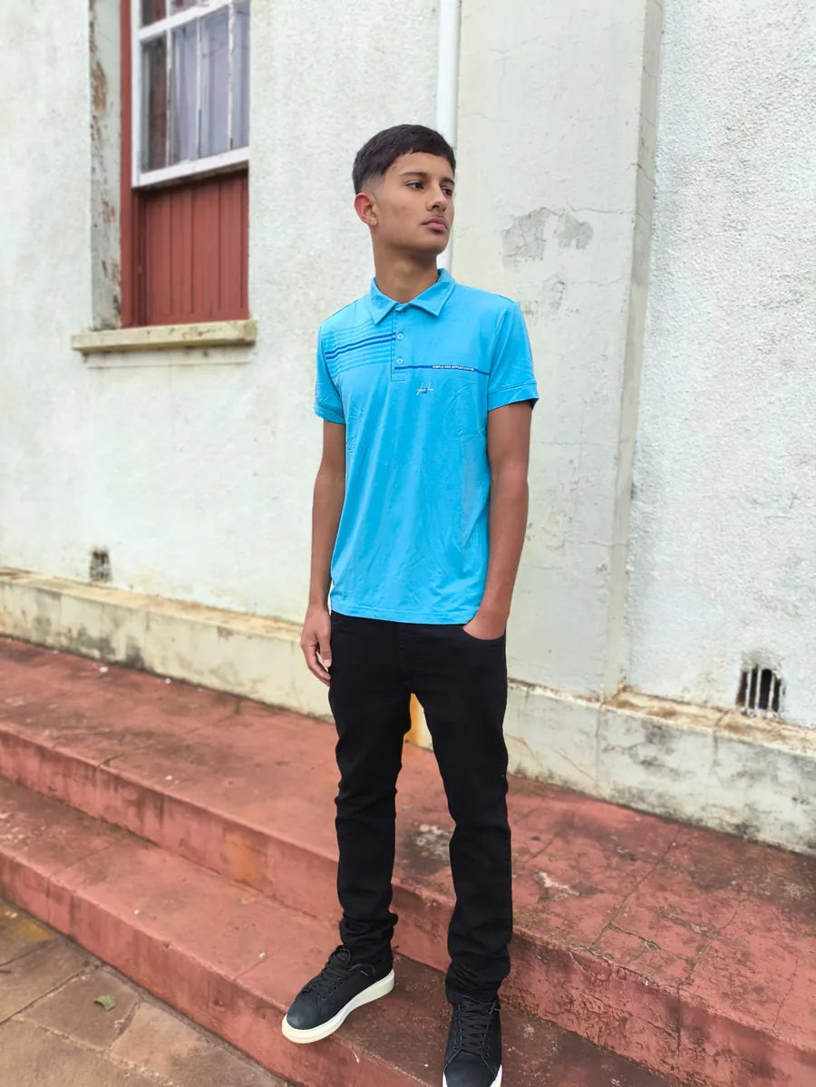 Camiseta Polo Masculina Casual com Gola Clássica e Caimento Confortável Azul Celeste